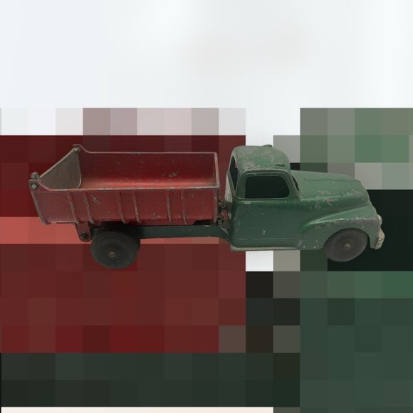 Hubley Vintage Diecast Green And Red #469 476 Kiddie Toy Dump Truck 9" Long x 3" - Picture 2 of 15